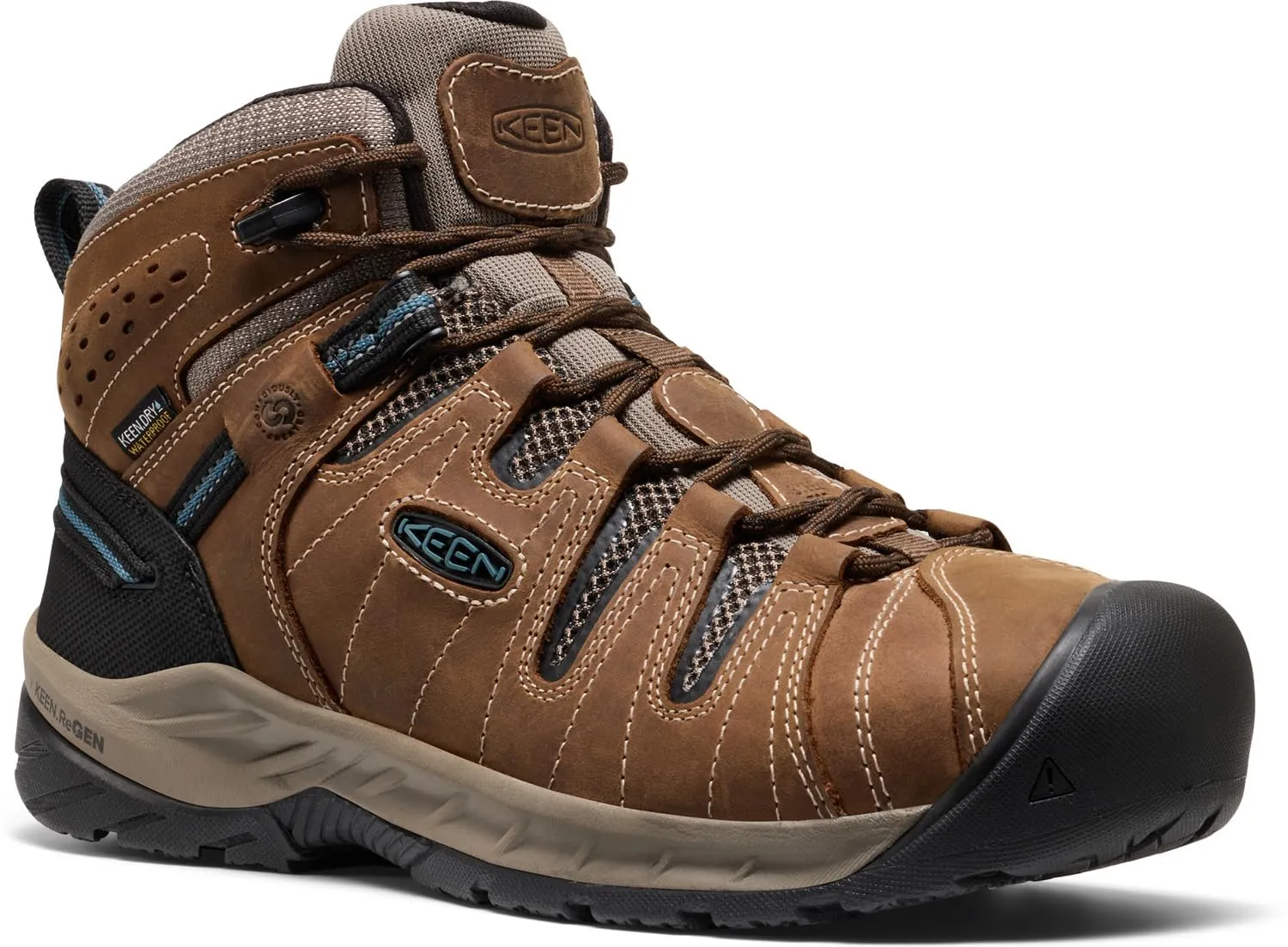 KEEN Utility Men's Flint 2 VersaTREAD Non Slip Mid Height Steel Toe Waterproof Work Boots, Cascade Brown, 13
