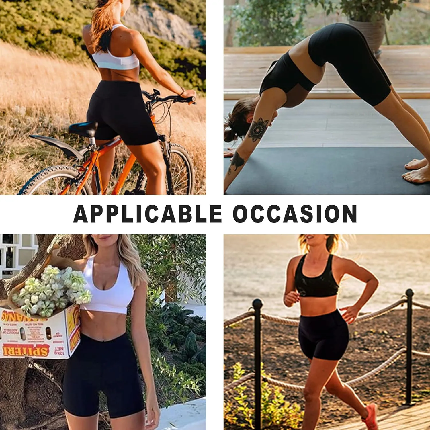 keriffe Womens Crossover Biker Shorts 5" High Waisted Yoga Workout Athletic Running Spandex Shorts