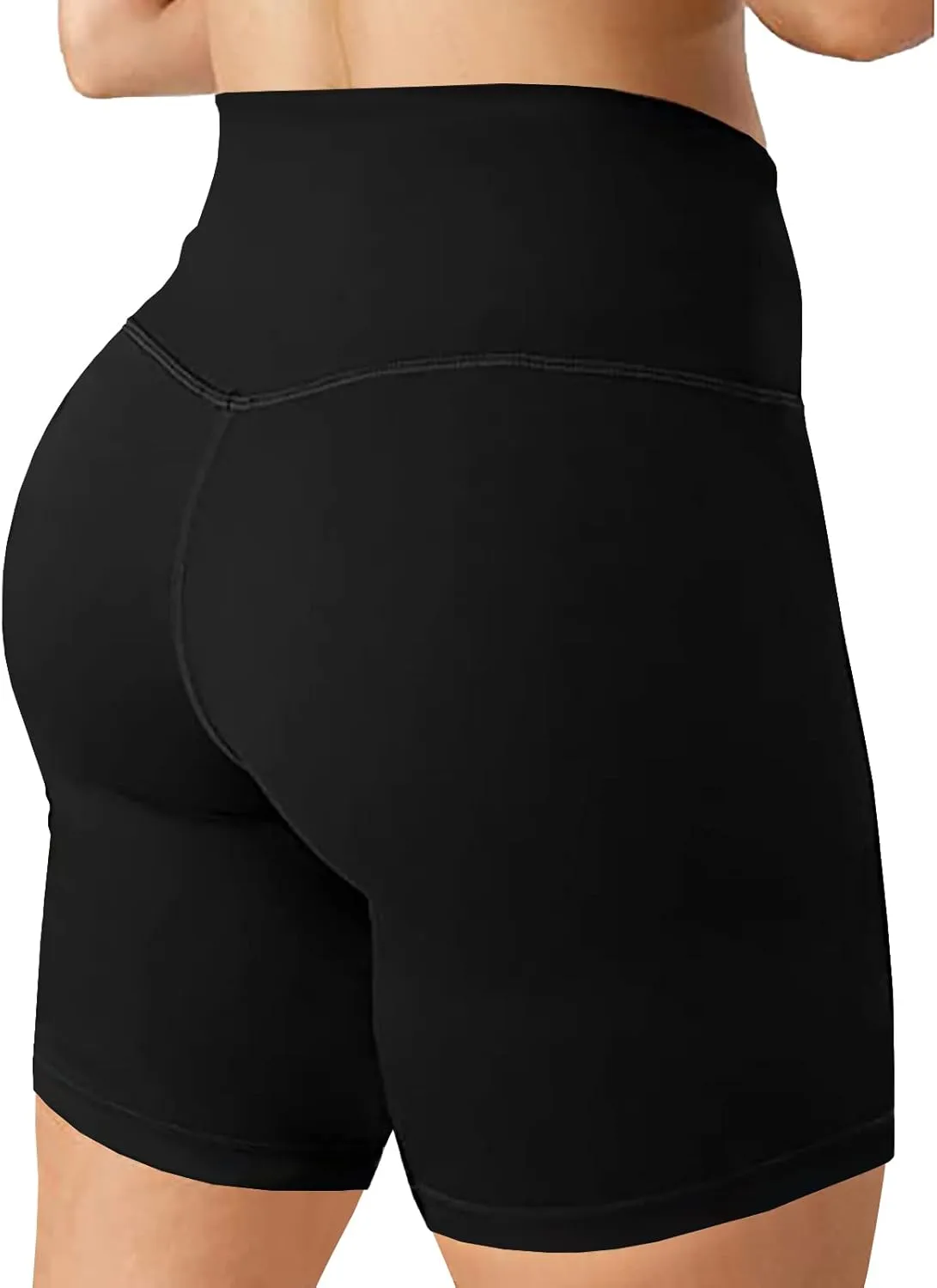 keriffe Womens Crossover Biker Shorts 5" High Waisted Yoga Workout Athletic Running Spandex Shorts