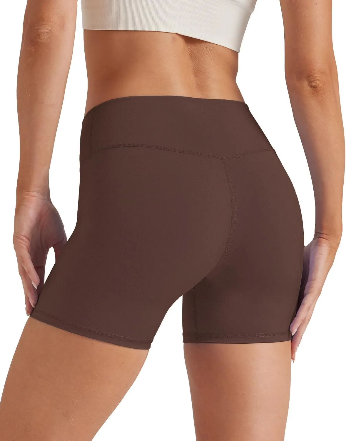 keriffe Womens Crossover Biker Shorts 5" High Waisted Yoga Workout Athletic Running Spandex Shorts