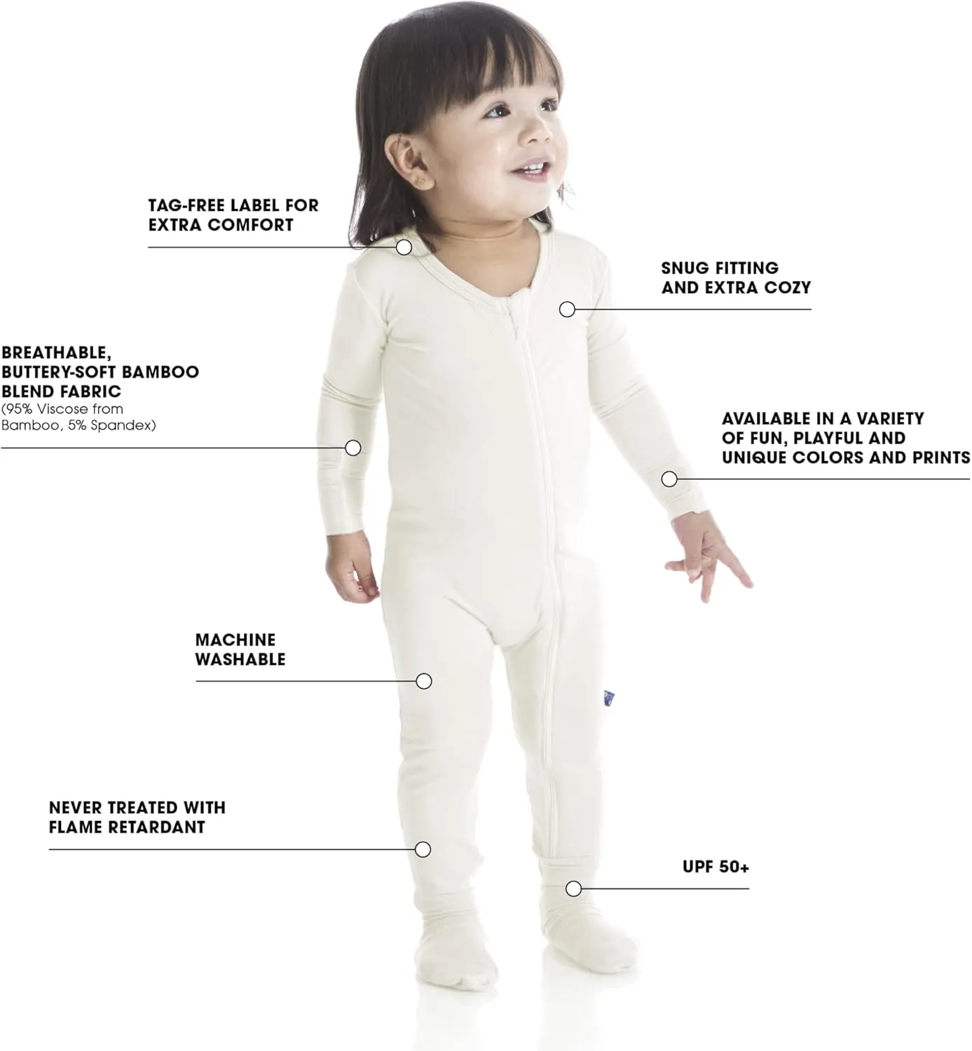 KicKee Welcome Home Zipper Footie – Viscose from Bamboo Baby Pajamas – One-Piece Sleepwear with Anti-Slip Feet & Zip Guard