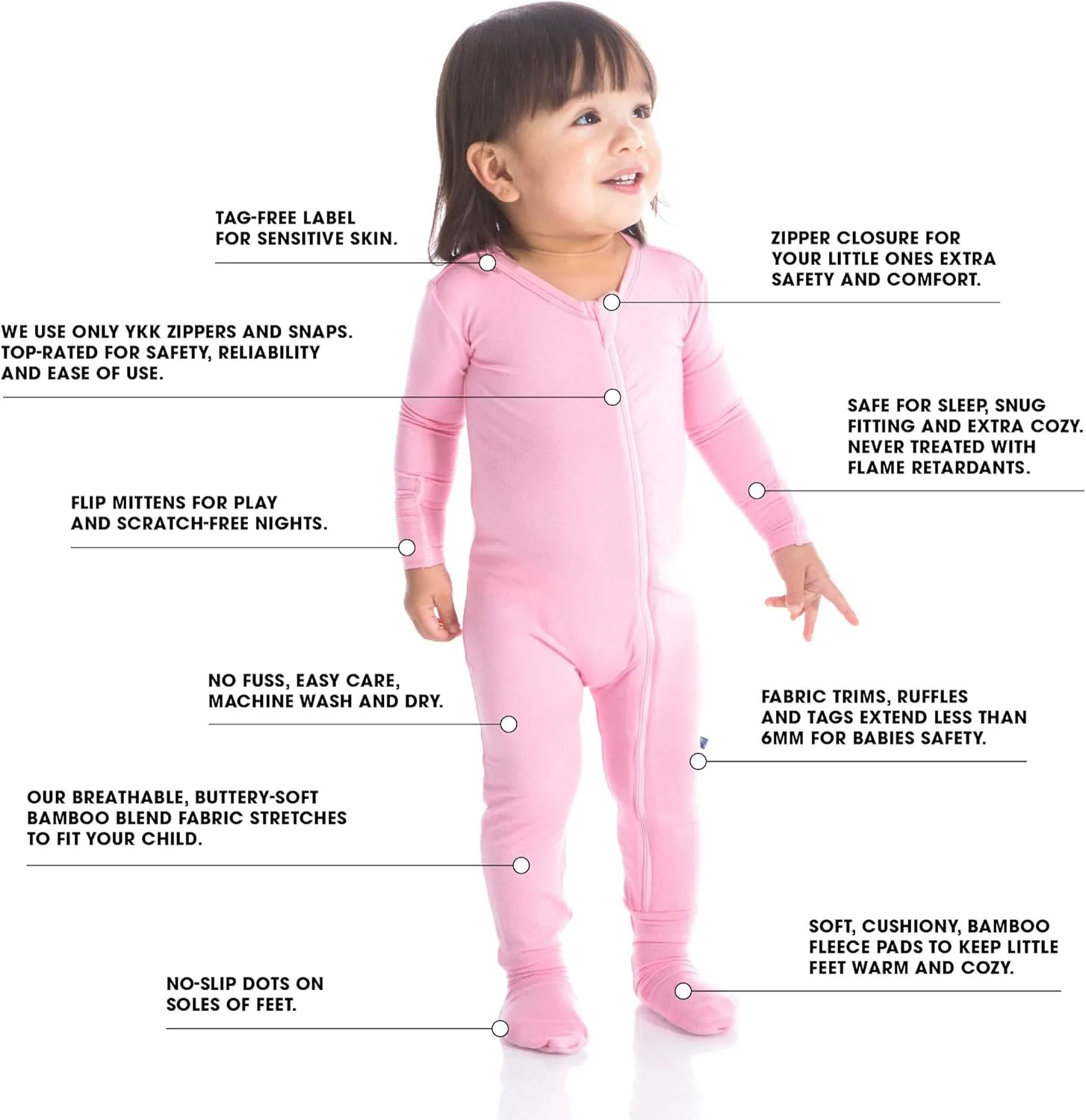 KicKee Welcome Home Zipper Footie – Viscose from Bamboo Baby Pajamas – One-Piece Sleepwear with Anti-Slip Feet & Zip Guard