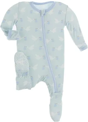 KicKee Welcome Home Zipper Footie – Viscose from Bamboo Baby Pajamas – One-Piece Sleepwear with Anti-Slip Feet & Zip Guard