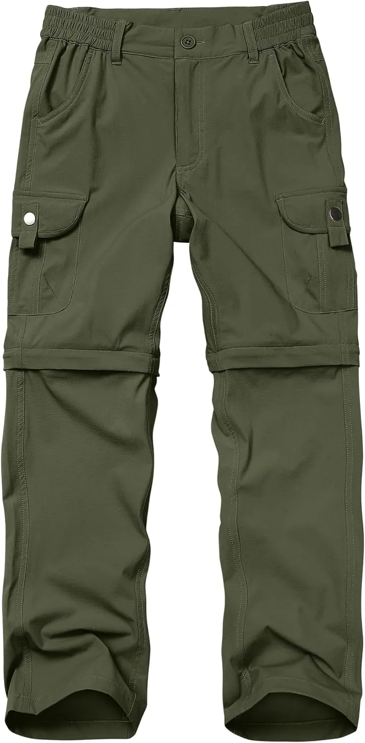 Kids' Cargo Pants, Boys Convertible Hiking Pants, Boy Zip Off Outdoor Casual Pants Quick Dry Climbing Trousers for Youth