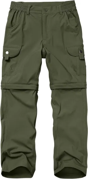 Kids' Cargo Pants, Boys Convertible Hiking Pants, Boy Zip Off Outdoor Casual Pants Quick Dry Climbing Trousers for Youth