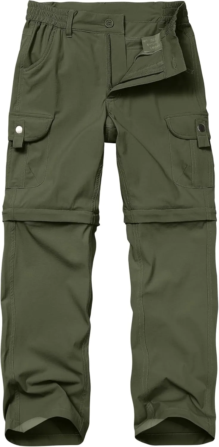 Kids' Cargo Pants, Boys Convertible Hiking Pants, Boy Zip Off Outdoor Casual Pants Quick Dry Climbing Trousers for Youth