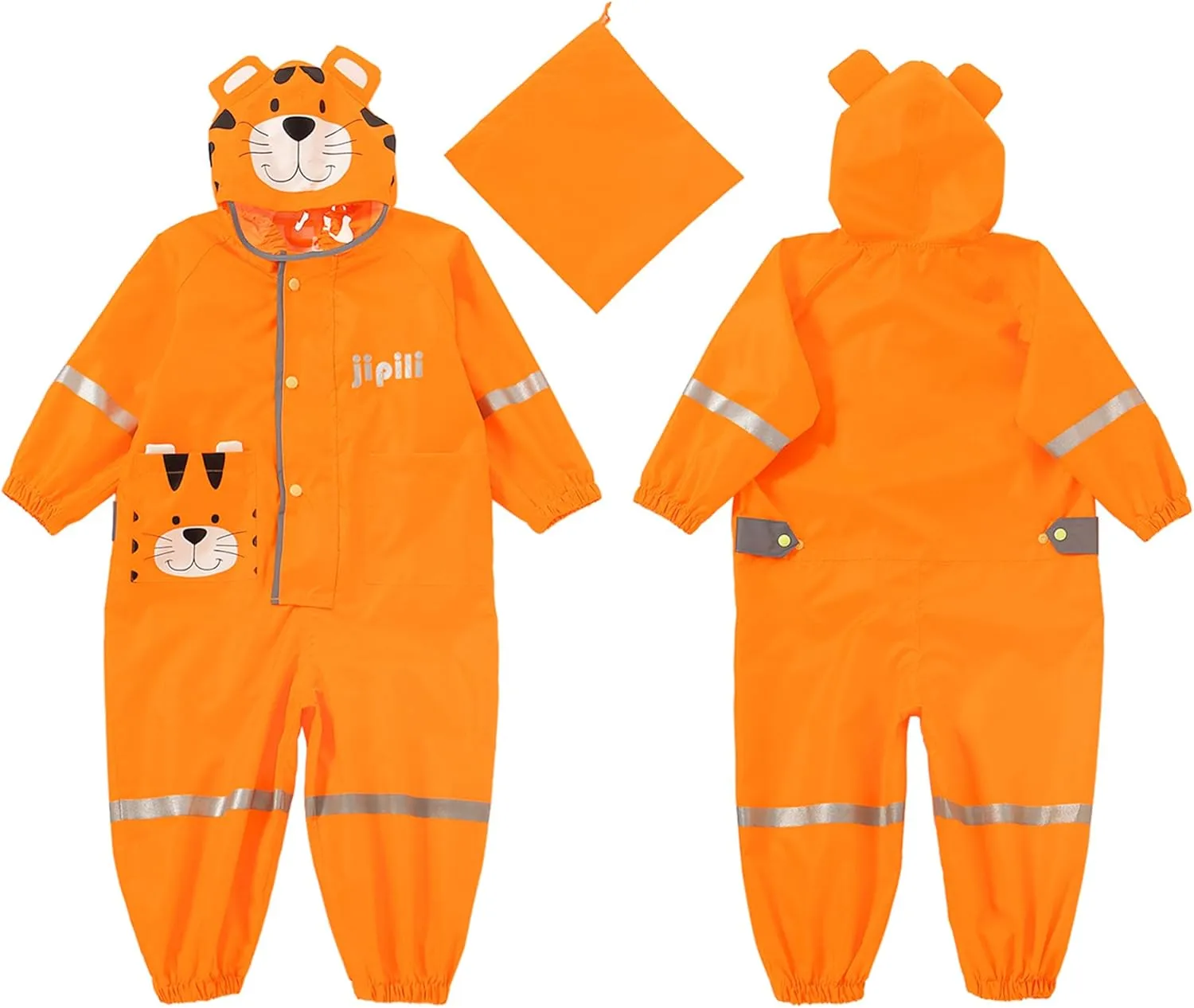 Kids Toddler Rain Suit for Boys Girls One Piece Hoodie Zipper Cute Cartoon Waterproof Rain Jacket 1-10 Years S-XL Size