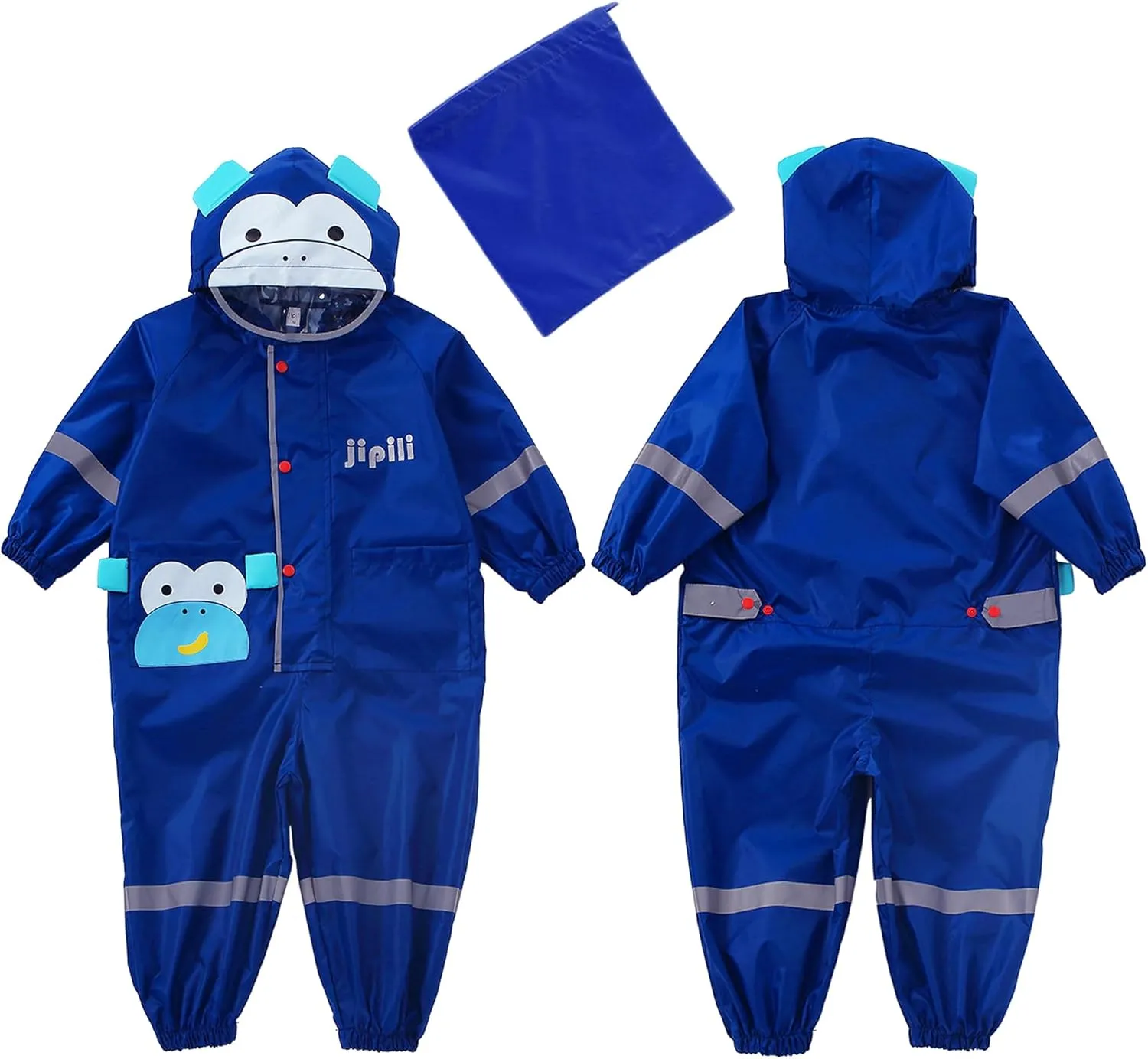 Kids Toddler Rain Suit for Boys Girls One Piece Hoodie Zipper Cute Cartoon Waterproof Rain Jacket 1-10 Years S-XL Size