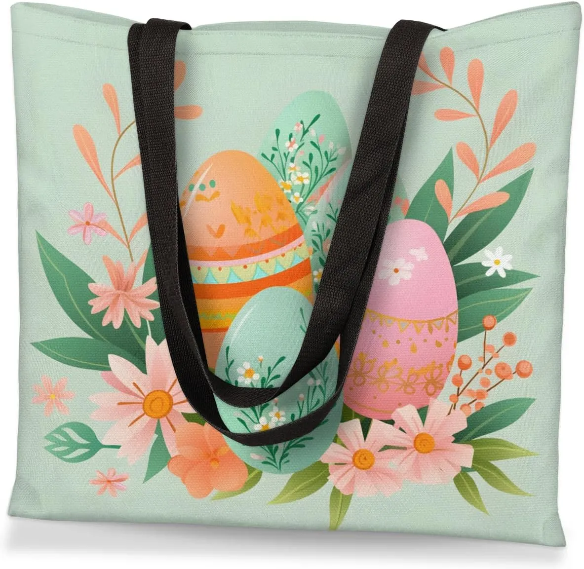 Kitten In Cup Canvas Tote Bag for Women Men Stylish Tote Handbag Shoulder Bag Reusable Grocery Bag