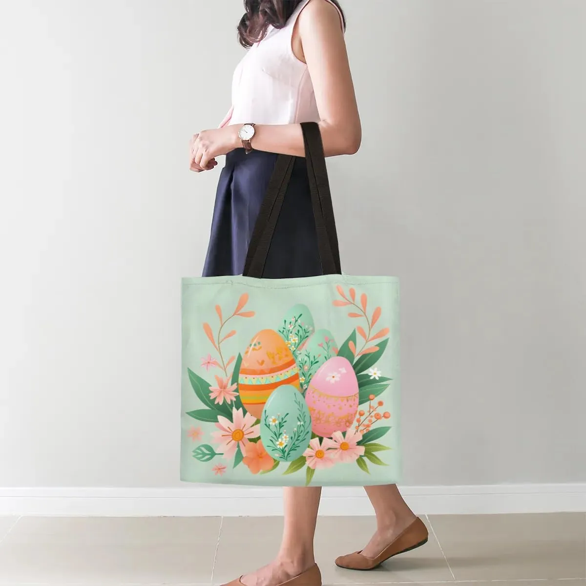 Kitten In Cup Canvas Tote Bag for Women Men Stylish Tote Handbag Shoulder Bag Reusable Grocery Bag