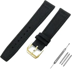KLVN 20mm 21mm 22mm Nylon Canvas Watchband for IWC PILOT Portugal PORTOFINO Fabric Watch Strap Folding Buckle Cowhide Leather Belt