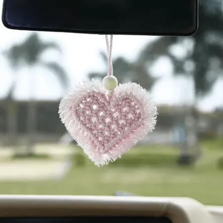 Knitted Macrame Rope Heart Decorative Pendant