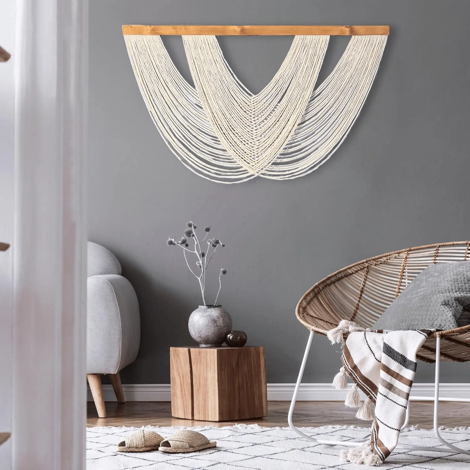 Knots & Beyond Large Macrame Wall Hanging, Boho Wall Decor, Woven Tapestry, Macromedia Wall Art, 44" x 26"