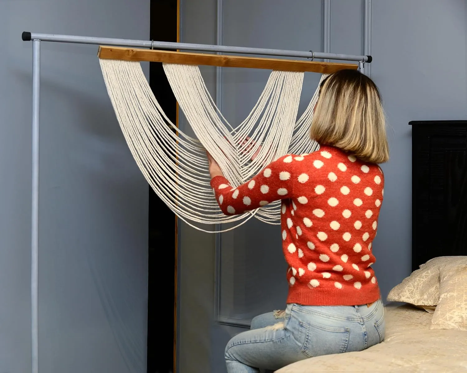 Knots & Beyond Large Macrame Wall Hanging, Boho Wall Decor, Woven Tapestry, Macromedia Wall Art, 44" x 26"