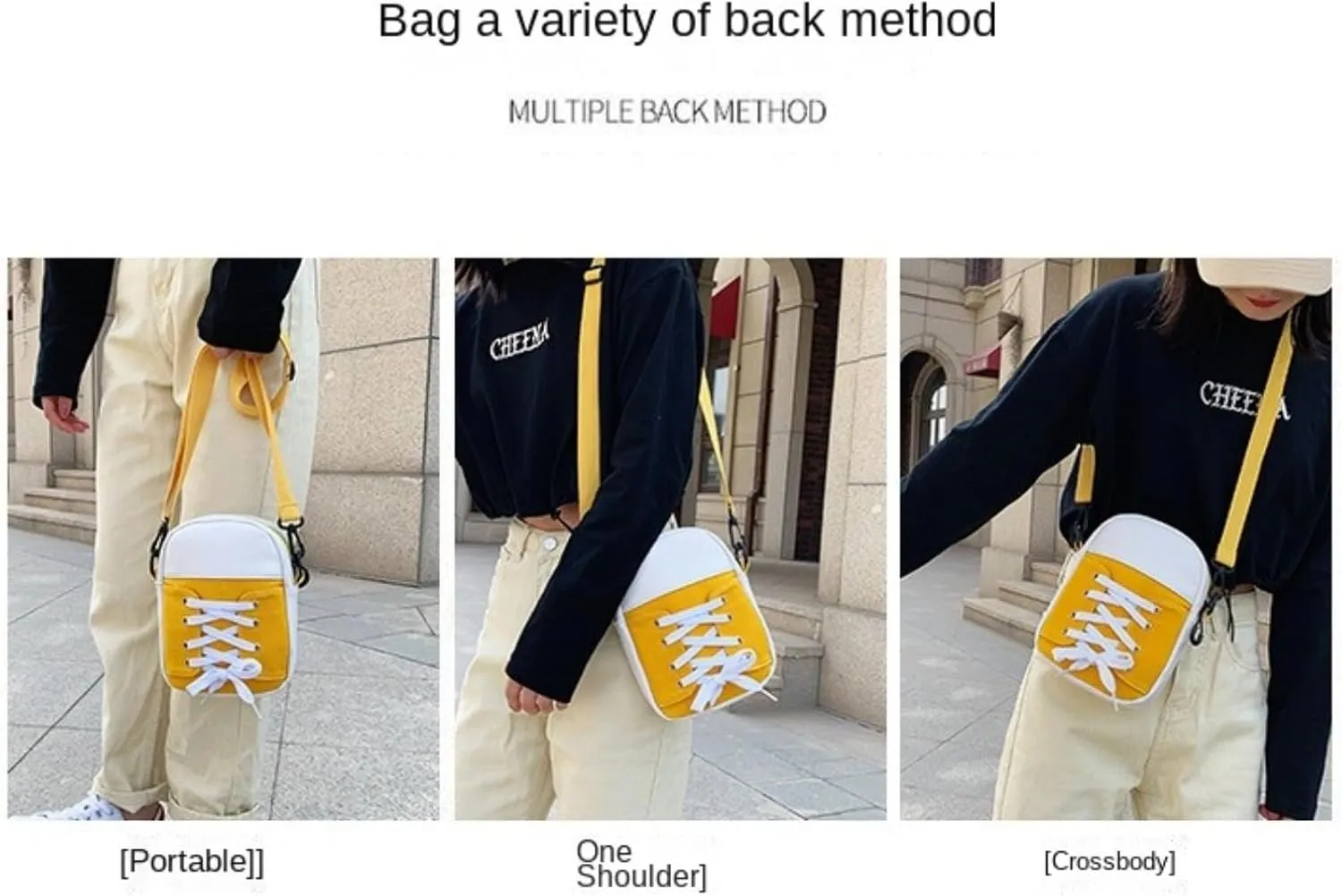 Korean version of the spliced canvas street trend multi-functional shoulder bag for girls to match daily