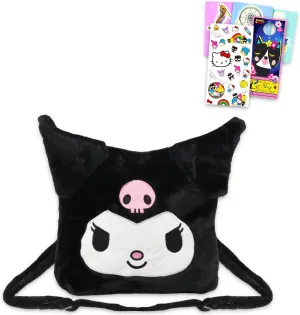 Kuromi Plush Purse Set - Bundle with Kuromi Plushie Plus Stickers, Tattoos and More | Hello Kitty and Friends Kuromi Purse for Girls