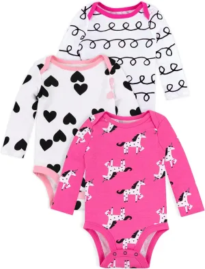 Lamaze Organic Baby baby-girls Pure Organic Cotton Long Sleeve Bodysuit, 3 PackShirt