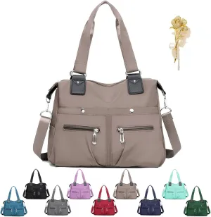 Langrents Crossbody Bag, Langrents Nylon Tote Bag, Large Capacity Waterproof Multi Pocket Shoulder Bag with Zipper