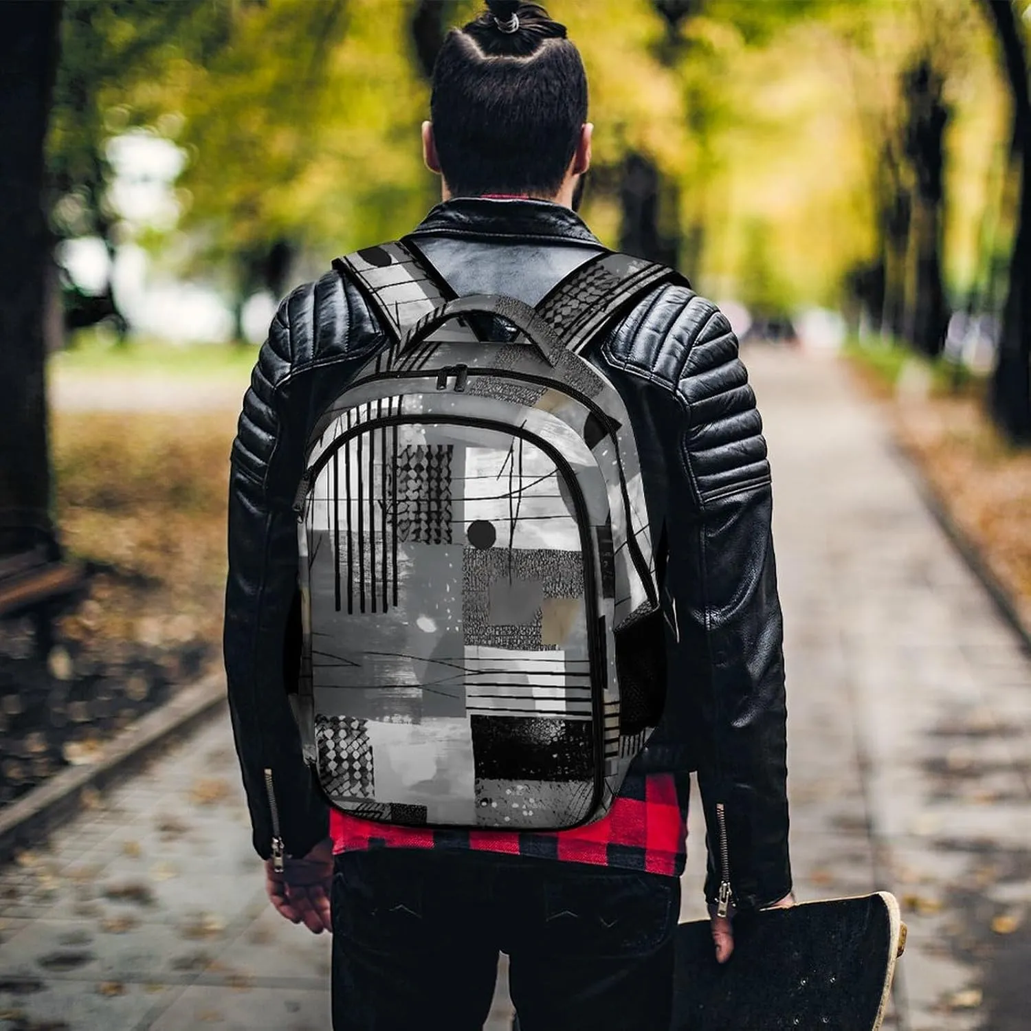 Laptop Backpack for Women Men Daypack Waterproof Black And White Pattern Computer Bag Business Work Bag for Travel