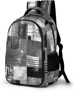 Laptop Backpack for Women Men Daypack Waterproof Black And White Pattern Computer Bag Business Work Bag for Travel