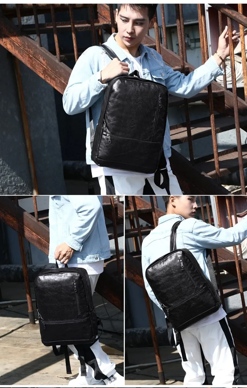 Laptop Leather Anti theft Waterproof Backpack