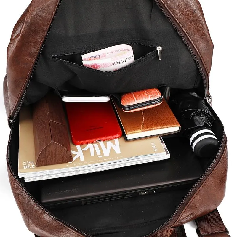 Laptop Leather Anti theft Waterproof Backpack