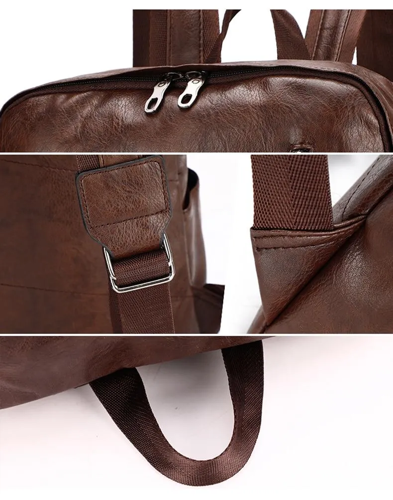 Laptop Leather Anti theft Waterproof Backpack