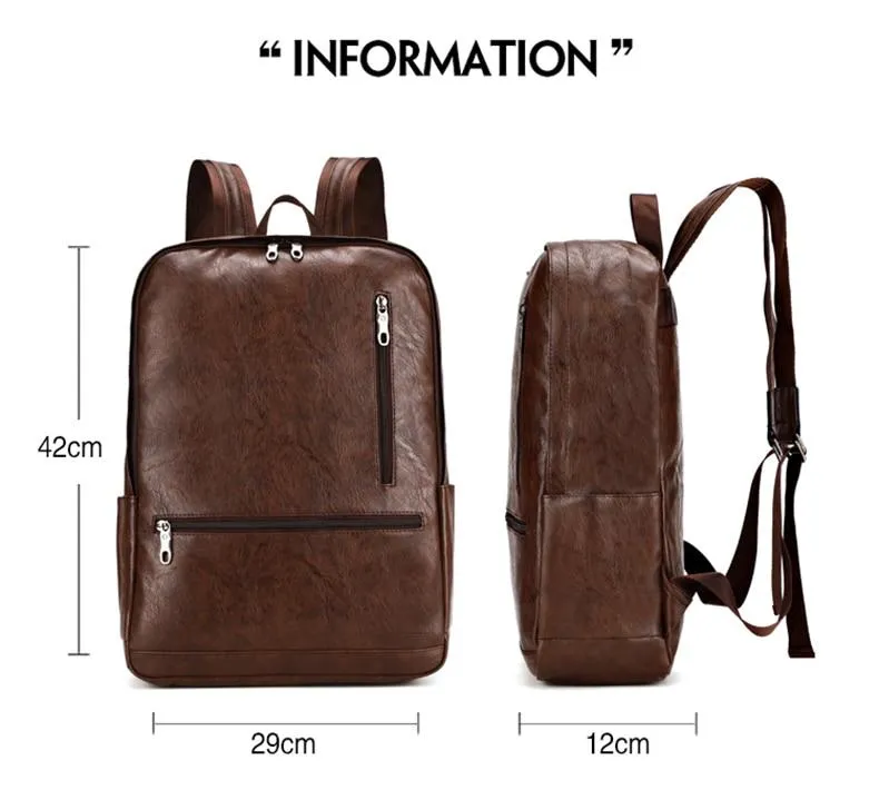 Laptop Leather Anti theft Waterproof Backpack