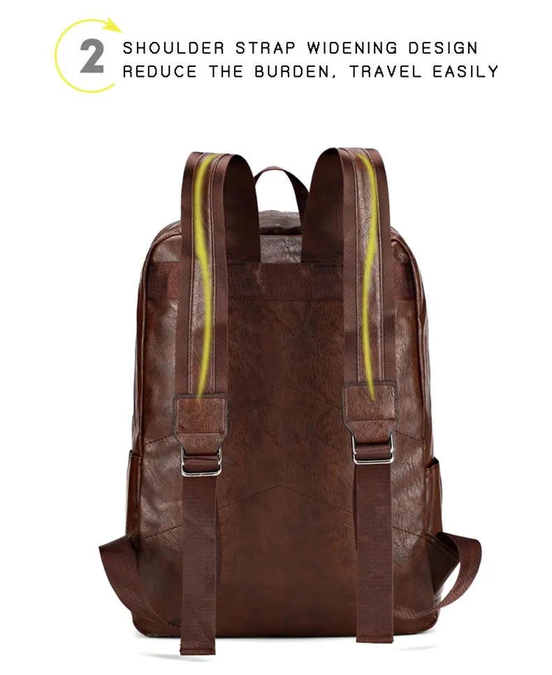 Laptop Leather Anti theft Waterproof Backpack