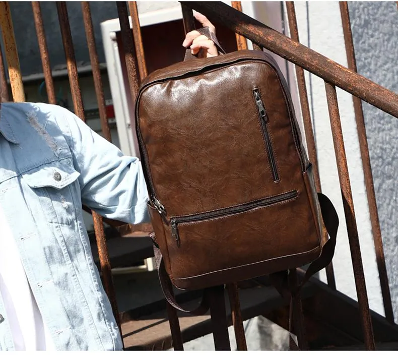 Laptop Leather Anti theft Waterproof Backpack
