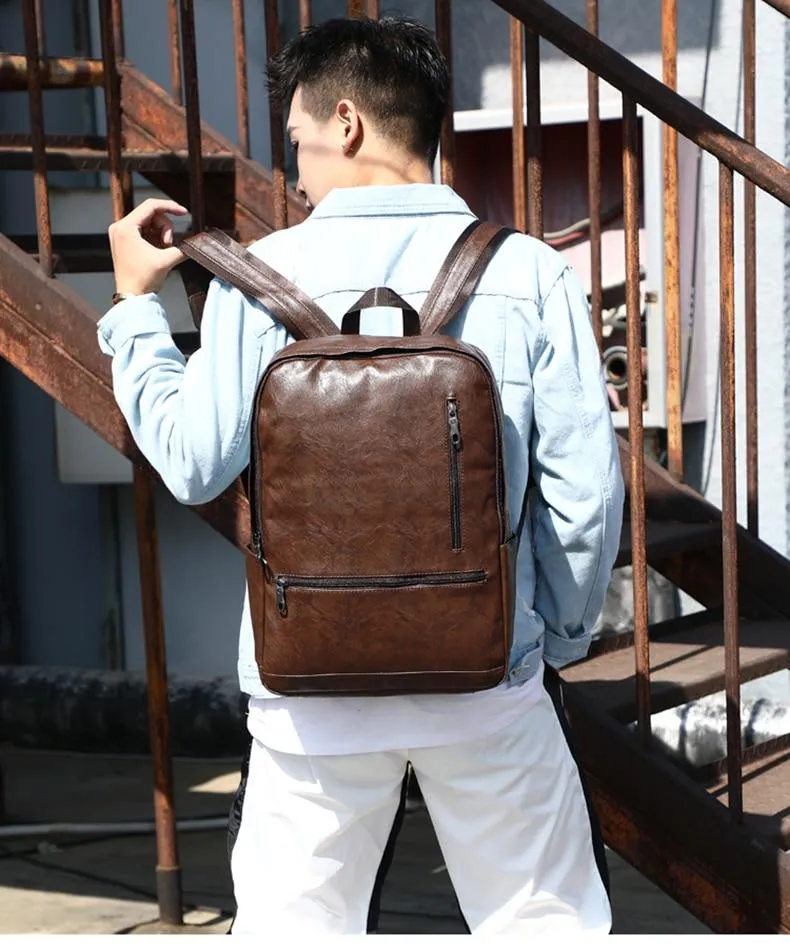 Laptop Leather Anti theft Waterproof Backpack