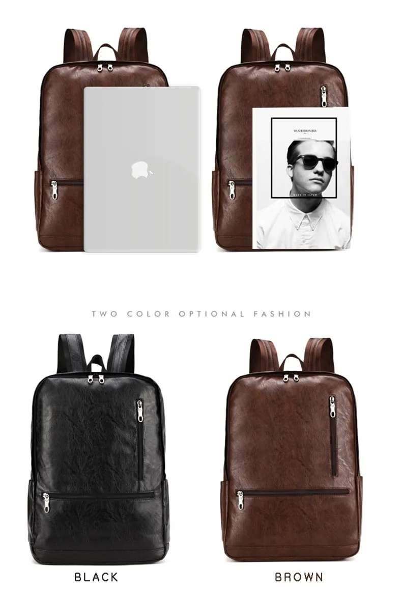 Laptop Leather Anti theft Waterproof Backpack