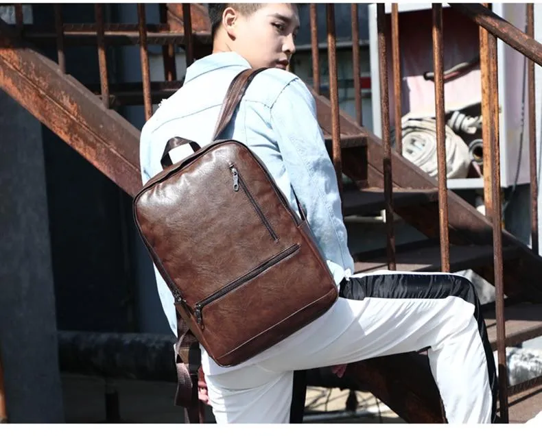 Laptop Leather Anti theft Waterproof Backpack