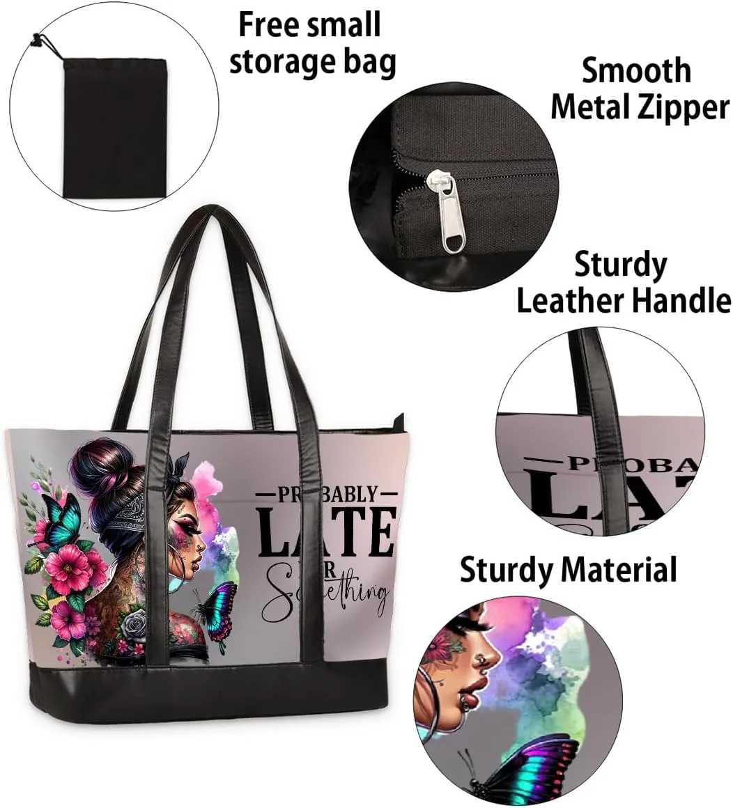 Laptop Tote Bag for Women Girls Large Canvas Shoulder Bag