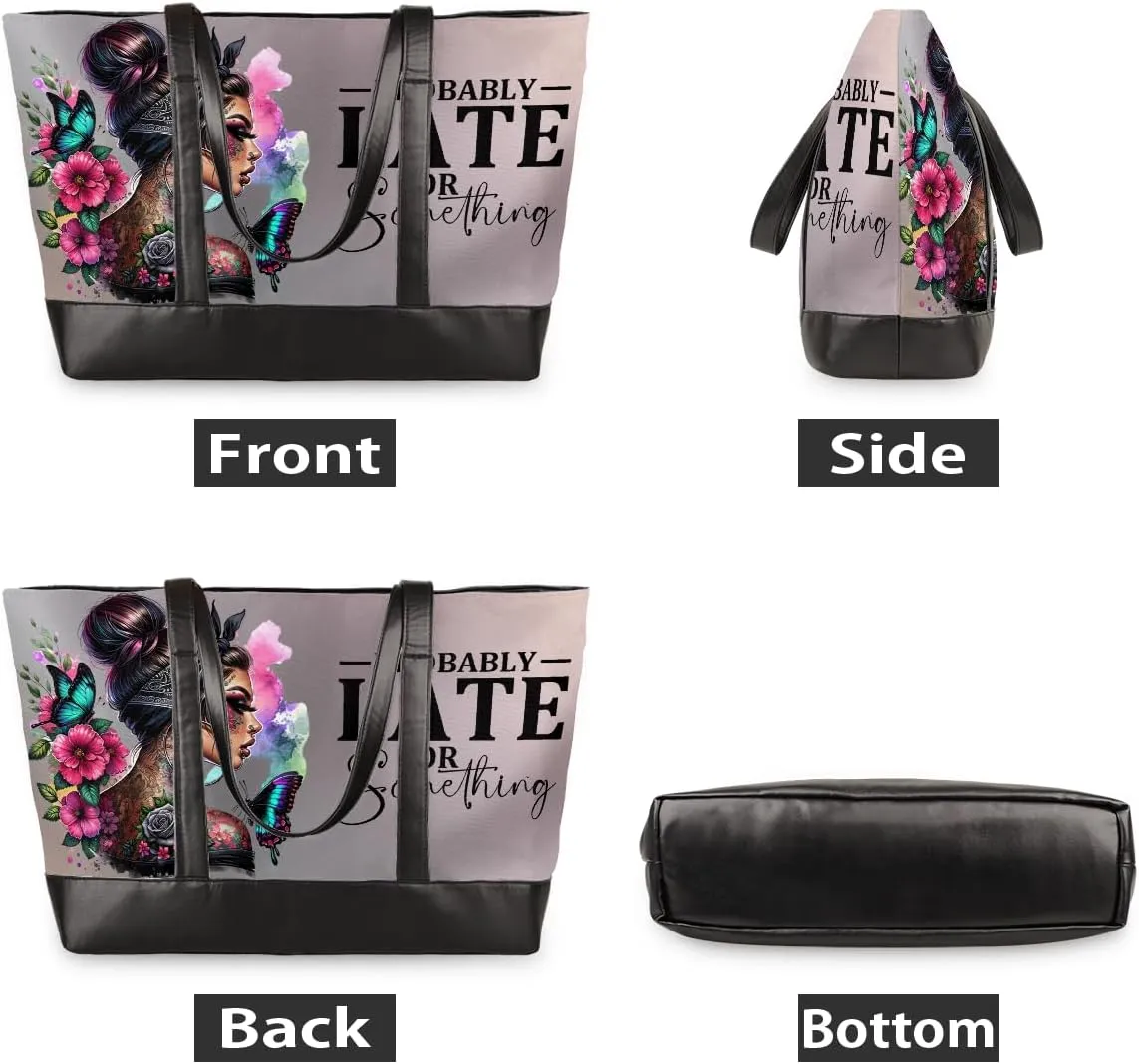 Laptop Tote Bag for Women Girls Large Canvas Shoulder Bag