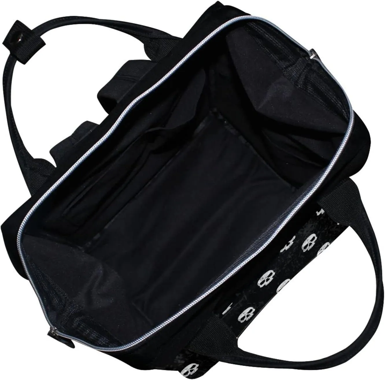 Large Capacity Baby Diaper Bag Black White Skulls Pattern Durable Multi Function Travel Backpack