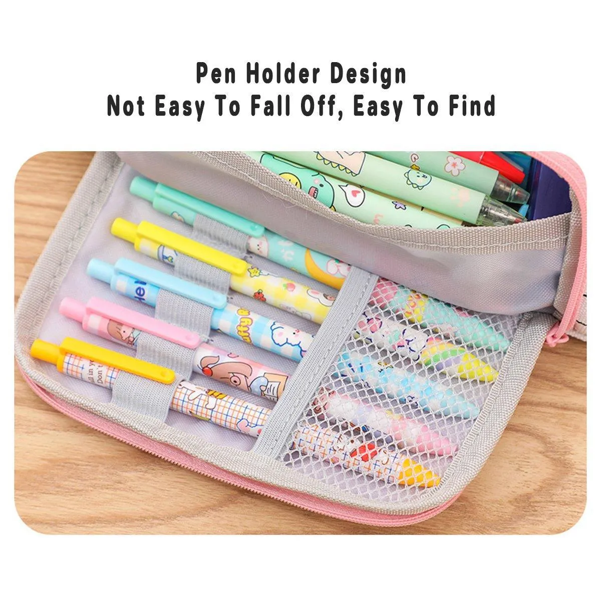 Large Capacity Canvas Pencil Case Plaid Multi-functional Portable Stationery Bag