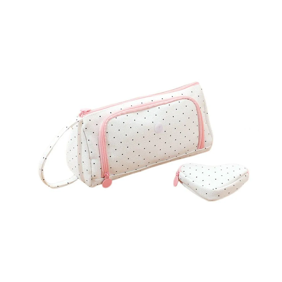 Large Capacity Canvas Pencil Case Plaid Multi-functional Portable Stationery Bag