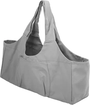 Large Capacity Yoga Mat Bag,Canvas Yoga Mat Tote Oversized Yoga Shoulder Bag Sport Yoga Gym Bag Multi Functional Yoga Mat Storage Pockets for Yoga Towels, Water Bottles, Clothes (Grey)