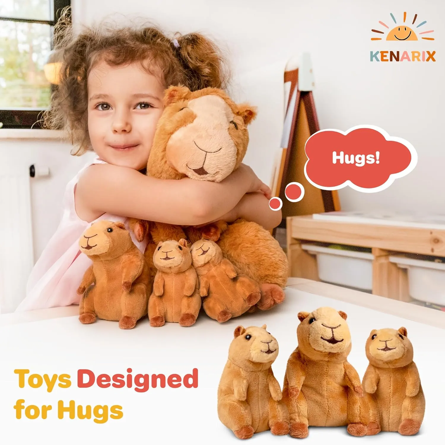 Large Capybara Plush With 3 Baby Capybaras Inside - Adorable Mommy Set for Kids Ages 3-8  - Soft Cuddly Toys, Perfect for Christmas, Birthday