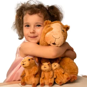 Large Capybara Plush With 3 Baby Capybaras Inside - Adorable Mommy Set for Kids Ages 3-8  - Soft Cuddly Toys, Perfect for Christmas, Birthday