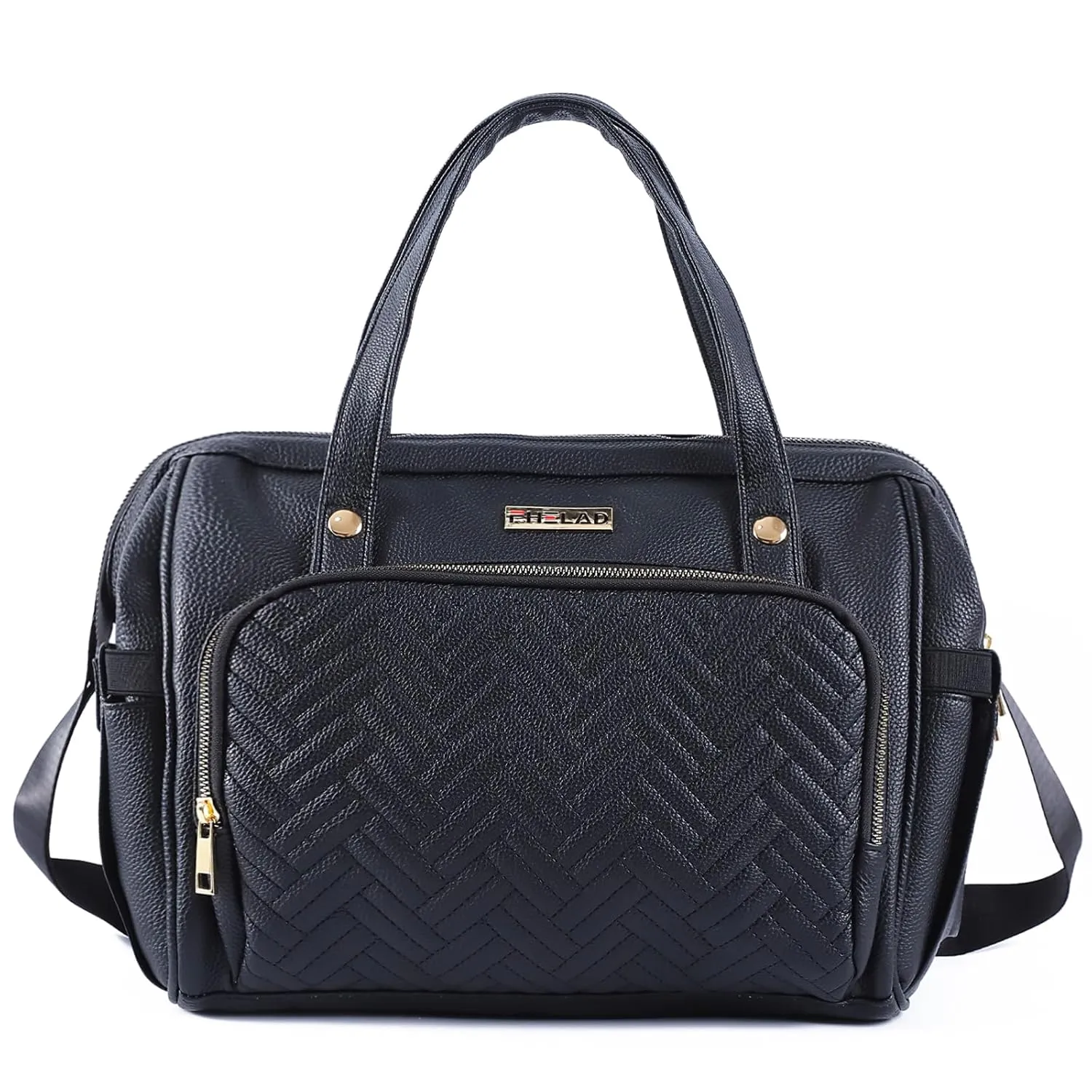 Large Diaper Bag Tote, with 13 Pocket Waterproof Baby Diaper Bag, Stylish Vegan Leather Tote, Organized Nursery Essentials​ (Black)