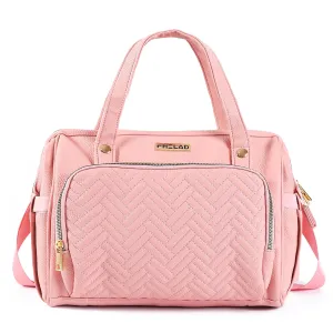 Large Diaper Bag Tote, with 13 Pocket Waterproof Baby Diaper Bag, Stylish Vegan Leather Tote, Organized Nursery Essentials​ (Pink)