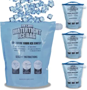 Large Leakproof Ice Bag. Reusable Ice Pack for Cooler - Long Lasting Instant Cooler Ice Packs - Drop in Cubed Ice to Make Cold, Dry Freezer Packs for Coolers - Drink Your Ice When It Melts