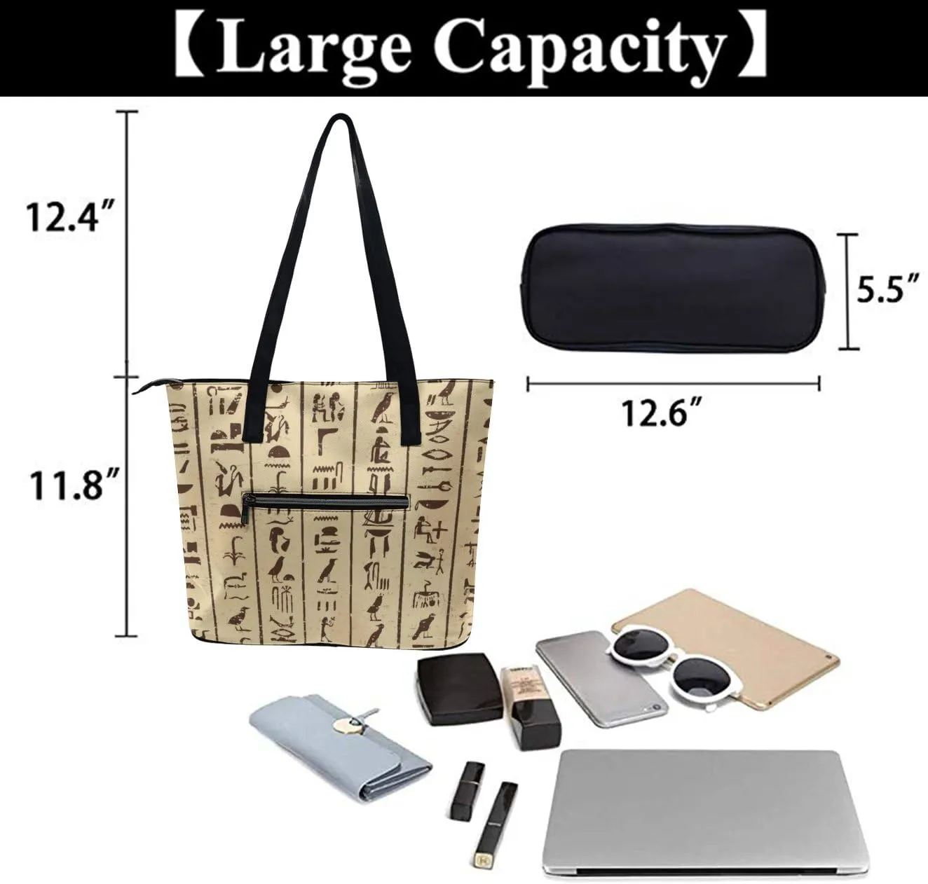 Large Shoulder Bag for Women, PU Leather Beach Tote Bag Waterproof, Swim Gym Shopping Travel Bag Clutch Bag