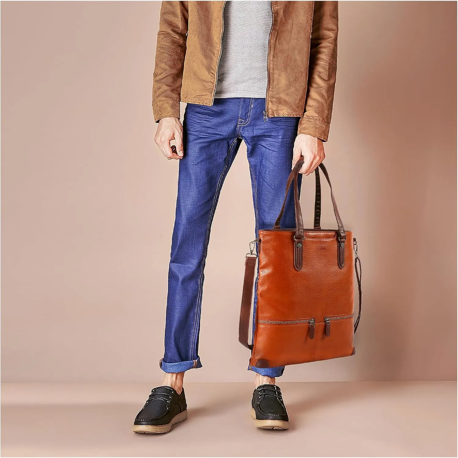 Lassviin Laptop Tote Bag, Leather Work Tote for Computer Bag Waterproof Lightweight Shoulder Bag Purse Handbag Crossbody Bag
