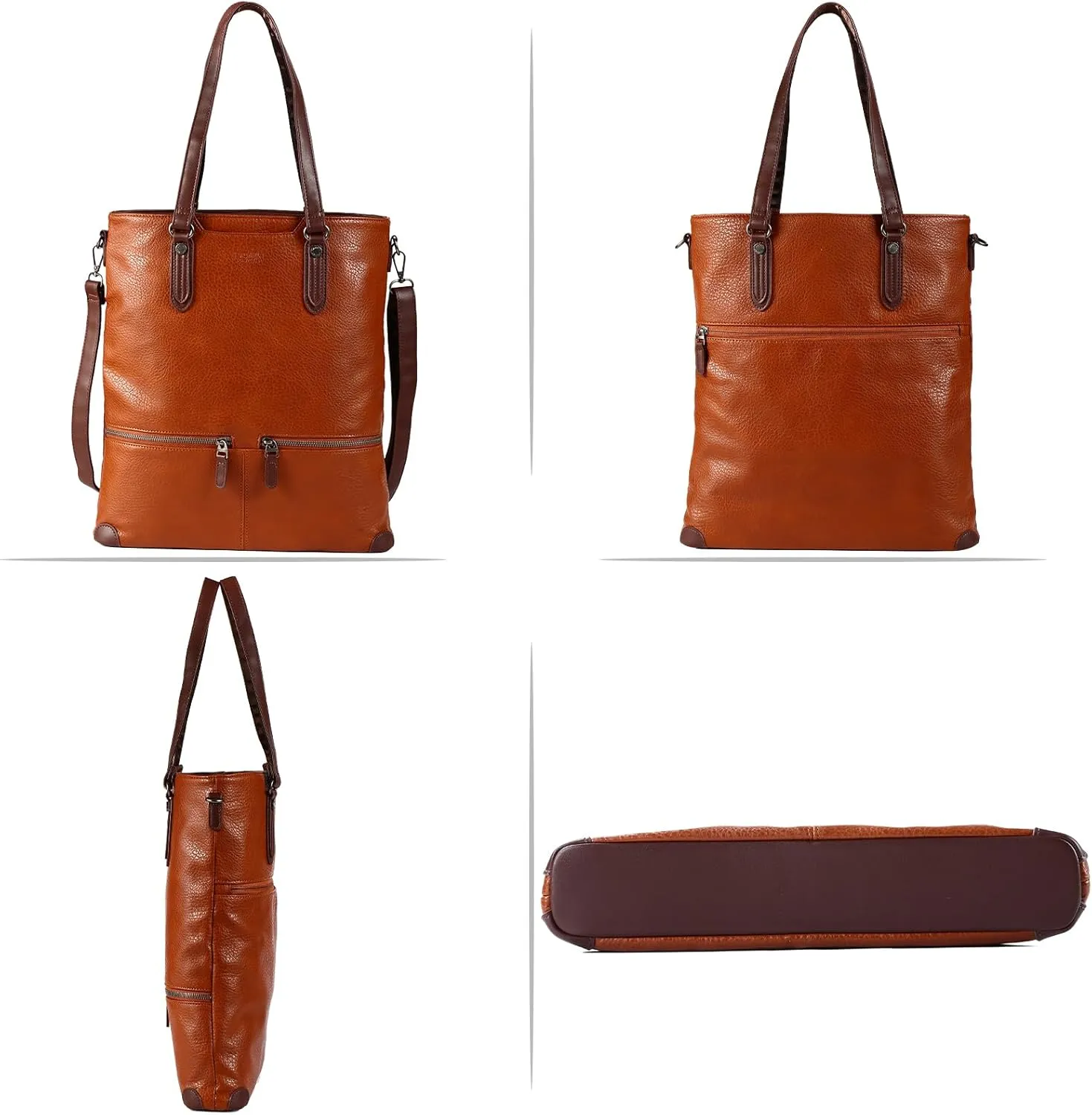 Lassviin Laptop Tote Bag, Leather Work Tote for Computer Bag Waterproof Lightweight Shoulder Bag Purse Handbag Crossbody Bag