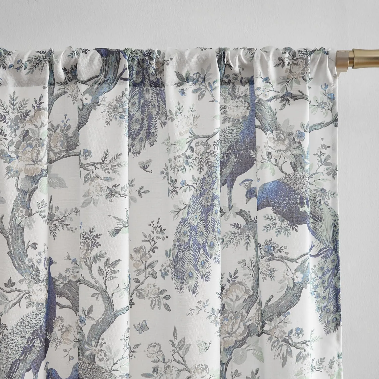 Laura Ashley Belvedere Window Curtains with Rod Pocket, 84-inch Length, 2 Panels Set, Canvas Light Filtering, White
