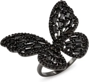 Lavencious Art Cocktail Butterfly Fashion Ring Size Adjustable from 6-8.5 Cubic Zirconia Jewelry for Women