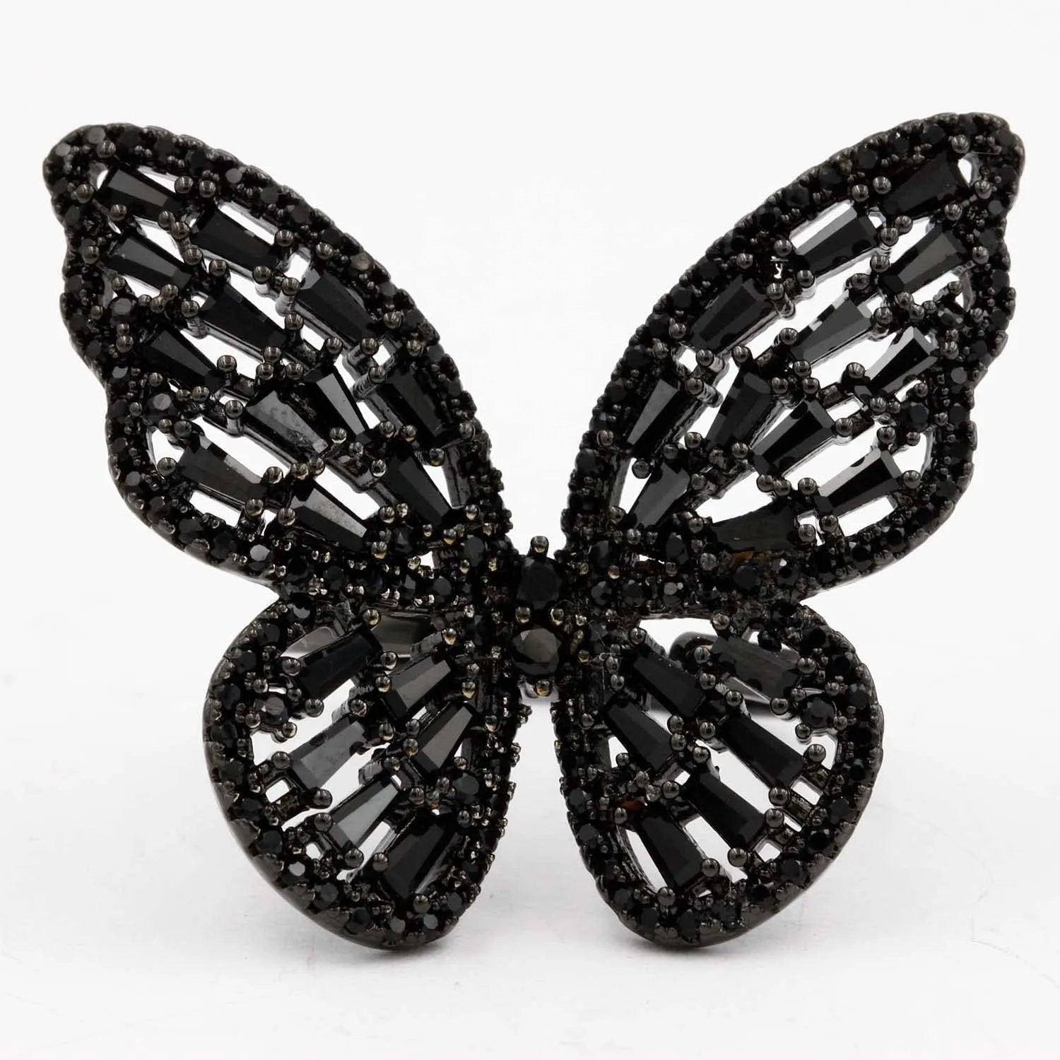 Lavencious Art Cocktail Butterfly Fashion Ring Size Adjustable from 6-8.5 Cubic Zirconia Jewelry for Women